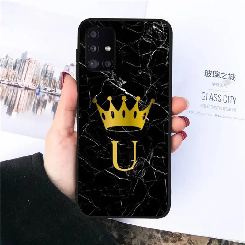 

Black marble custom 26 letters Phone Case For Samsung galaxy S 7 8 9 10 20 edge A 6 10 20 30 50 51 70 note 10 plus