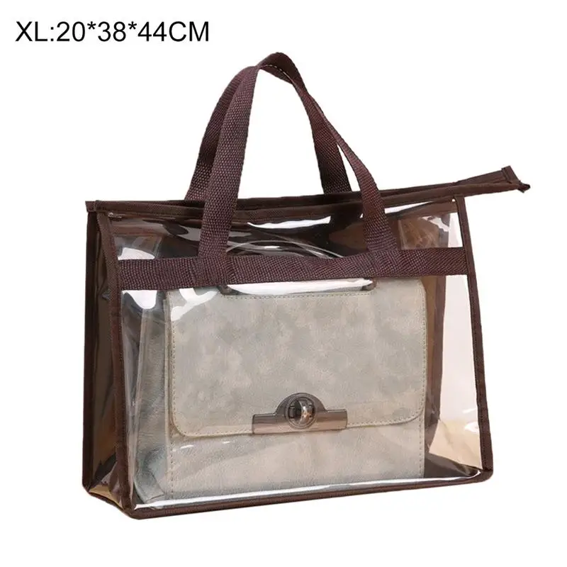 

Transparent Handbags Dustproof Large Capacity Bag Organizer Purse Storage Holder Pouch with Handle Dust Cover Pocket
