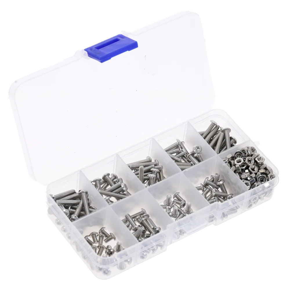 340 шт. M3 нержавеющая сталь SS304 Шестигранная головка винты Болт Гайка велосипед