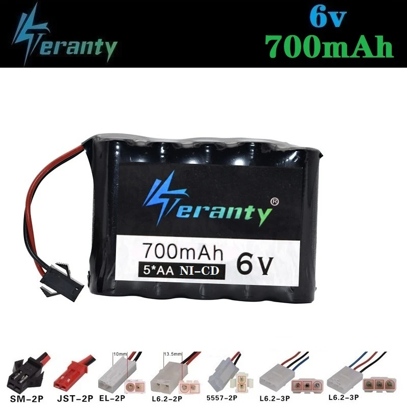 Teranty power 6v 700mah NICD аккумулятор и 6v зарядное устройство для радиоуправляемой игрушечной машины лодки пистолет Танк грузовик поезда радиоуправляемая игрушка модель 6v Ni-CD батарея