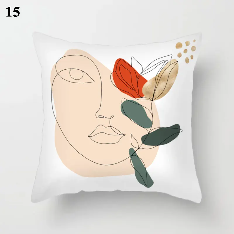 

Square Portrait Cushion Pillow Covers Black And White Printing Home Pillowcase Pinky Swear Pillow Sofa Cushion Cover