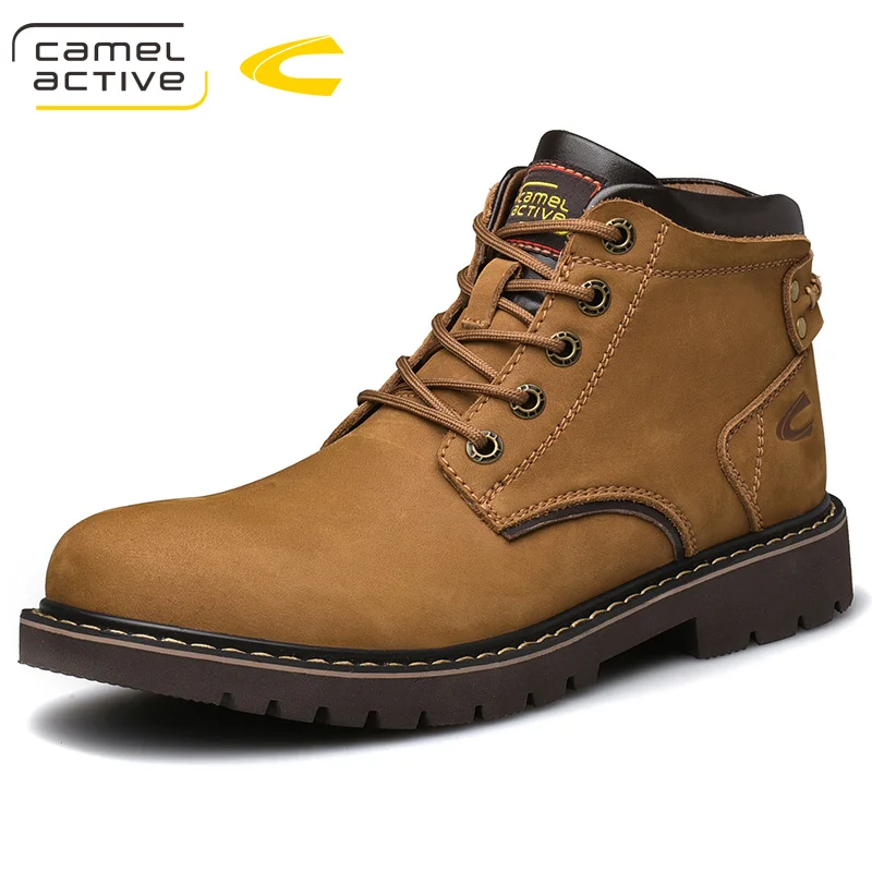 

Camel Active New High-top Tooling Men Boots Genuine Leather Brown Trend Wild England Outdoor Winter Shoes Men zapatos de hombre