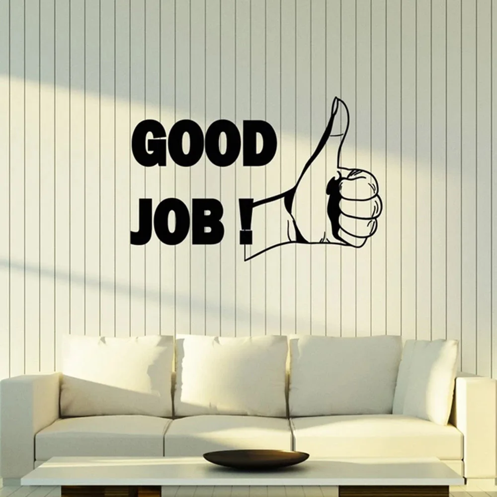 

Vinyl Wall Decal Thumb Up Good Job Office Motivation Inspiration Phrase Stickers Mural Modern Home Interior Design Decor C594