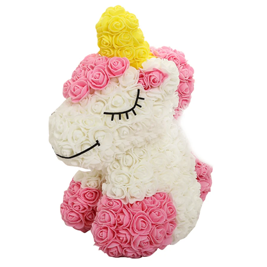 Горячая Распродажа милые красные игрушечные розы Единорог без искусственных