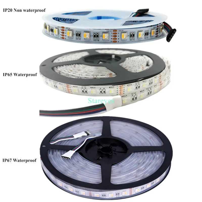 Светодиодная лента SMD5050 RGBW RGBWW 4 в 1 водонепроницаемая LED полоска с чипом IP20 IP65 IP67 60