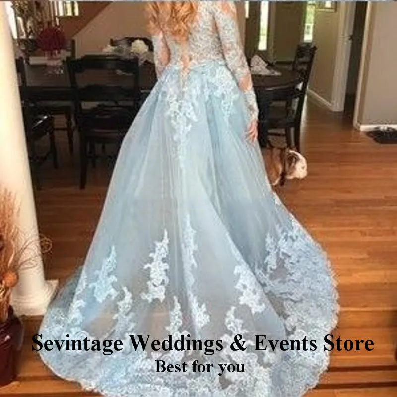 Sevintage Длинные рукава вечернее платье Глубокий V-образный вырез кружева