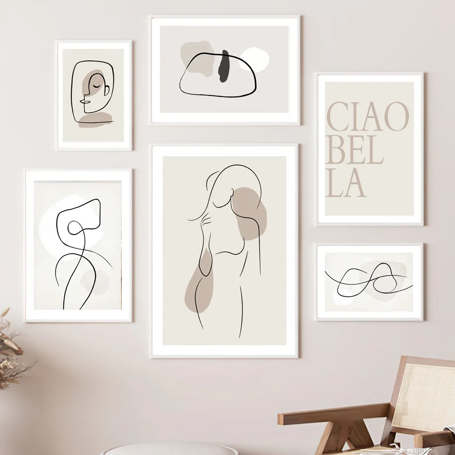 

Abstract Line Drawing Body Color Block Nordic Posters And Prints Wall Art Canvas Painting Wall Pictures For Living Room Decor