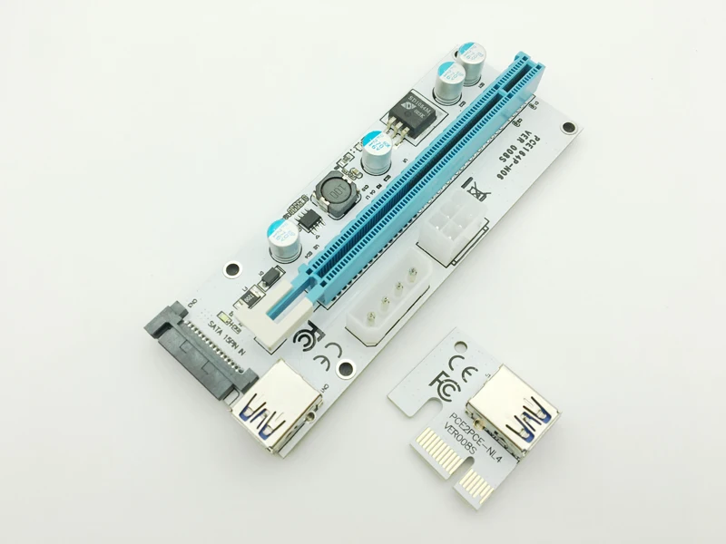 Новый VER008S 3 в 1 Molex 4Pin SATA 6PIN PCIE PCI E Express Riser Card 1x к 16x USB 0 кабель для добычи BTC