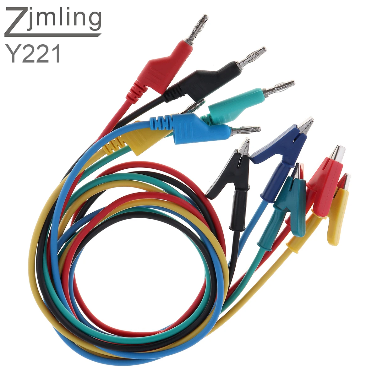 

New 5pcs Test Line Silicone Banana Plug to Crocodile Alligator Clip Dual-ended Test Probe Cable Test Lead