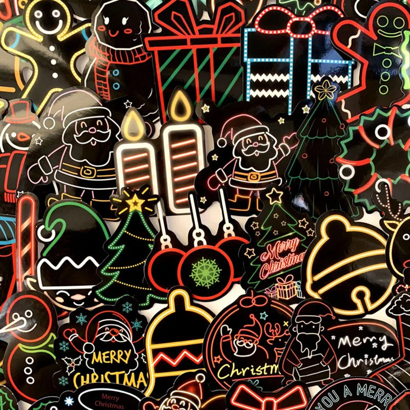 Неоновые рождественские наклейки для детей игрушек телефонов ноутбуков