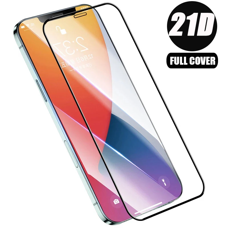 

21D Full Cover Protective Glass For iPhone 7 8 Plus 6 6S SE S E 2020 Screen Protector On iPhone 11 12 Pro Max Mini X XS XR Glass