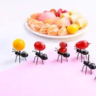 12 шт. в комплекте мини Ant плоды вилкой столовые приборы пластиковые Десертные Вилки для торта питания выбрать посуда для вечерние украшения