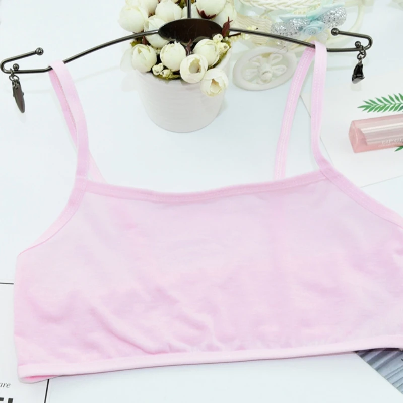 

Puberty Teenage Girl Cotton Underwear Student Brassiere Training Bra Solid Color