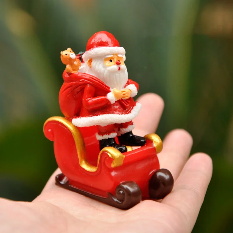 BAIUFOR Рождественский миниатюрный Санта Клаус сани олень подарок поезд фотосад