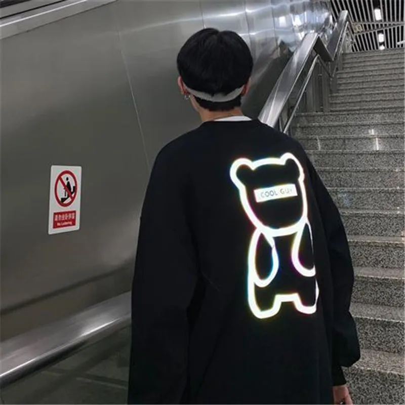 Светоотражающая Толстовка для пар уличная одежда мужской свитшот в стиле хип-хоп