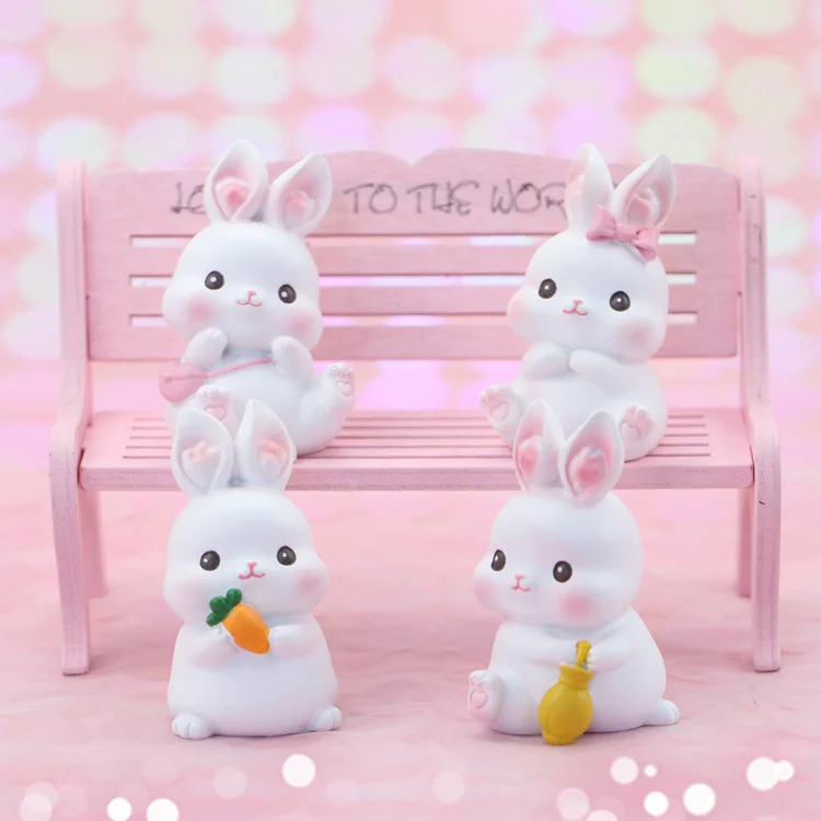 

Cute Little Rabbit Micro Landscape Car Interior Accessories Home Furnishing Desktop Ornaments Fashion Decorations Kids Gifts