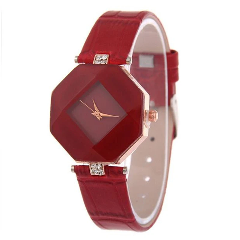 Женские часы Gem Cut в виде геометрических фигур с украшением кристаллов кожа