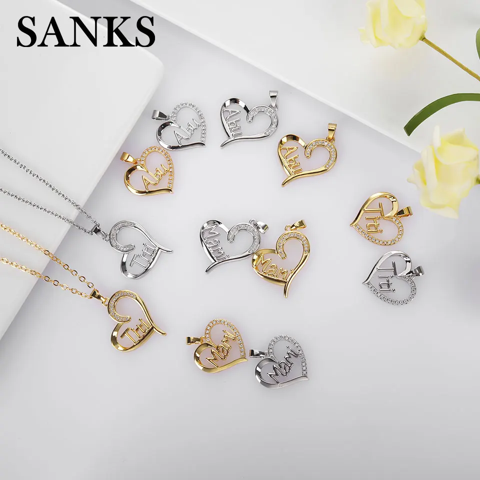 

Ожерелье SANKS с подвесками в виде букв для женщин, колье с белым кубическим цирконием в форме сердца, хороший подарок на день Святого Валентин...
