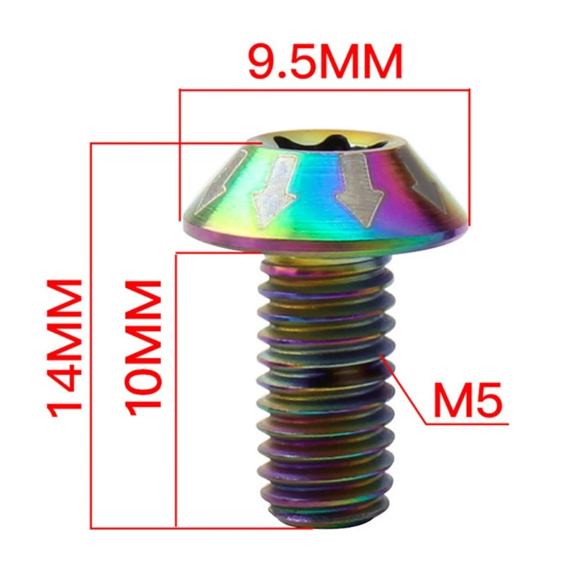 

1pc M5x10mm Ultralight Titanium Alloy Brake Disc Bolt MTB Road Bicycle T25 Fixing Screws Bike Disc Brake Rotor Torx Screw