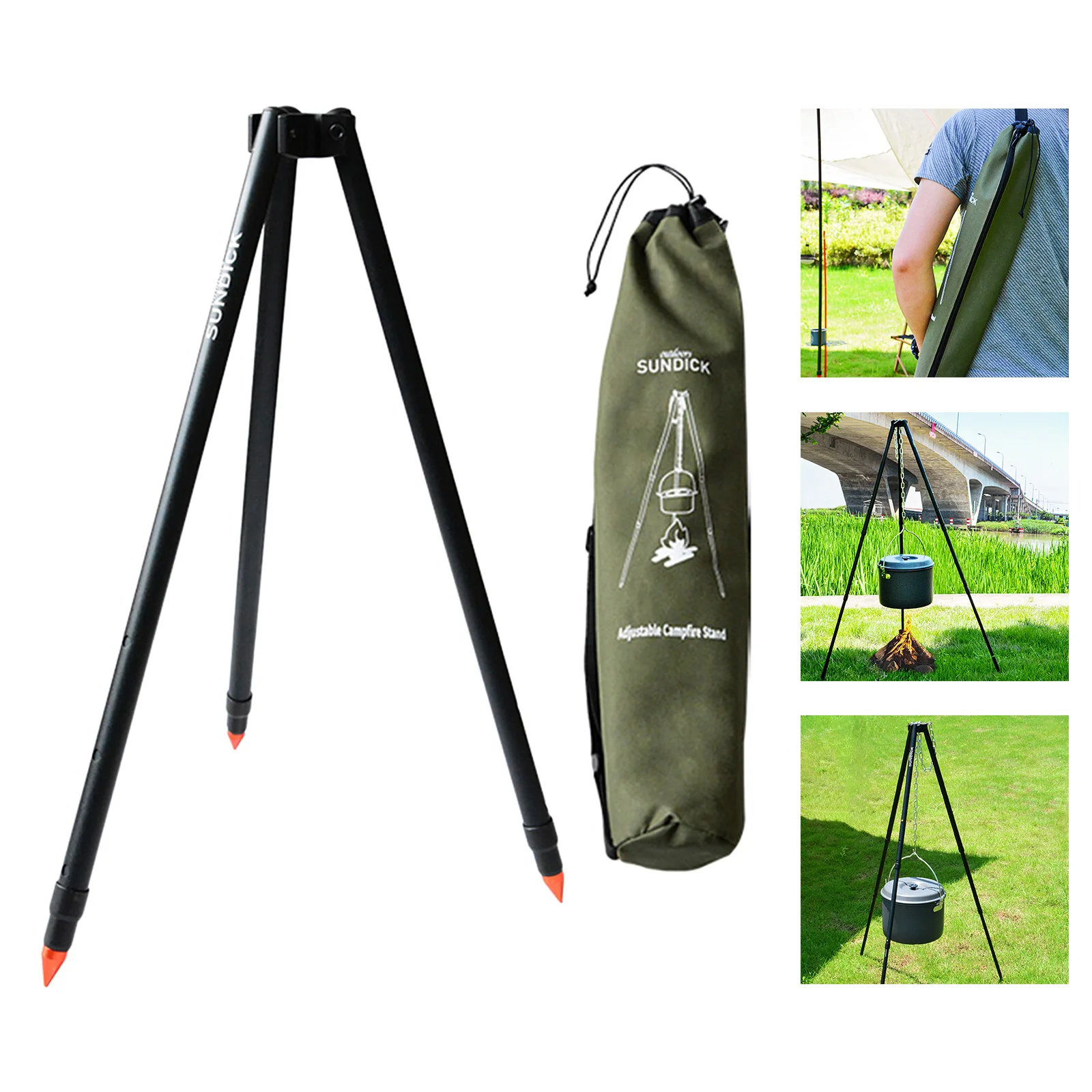 

Grill Camping Tripod Tripod for Campfire ing Pot Cookware W/Storage Bag