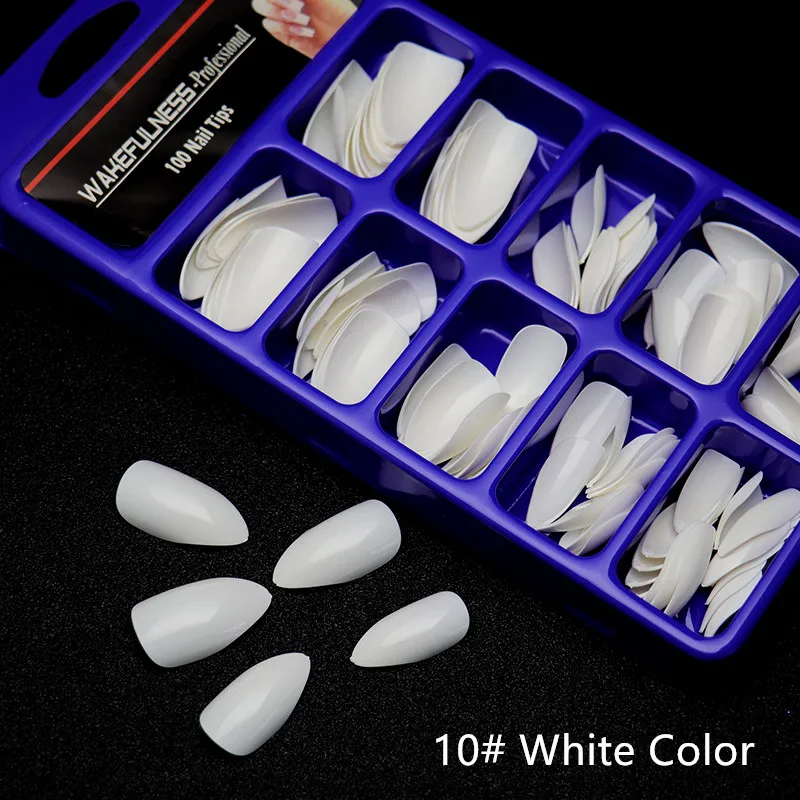 10-White 100 шт./кор. накладные ногти Типсы полного покрытия овальной стилет 3D накладные ногти натуральный прозрачный белый накладные ногти - Цвет: 10-White