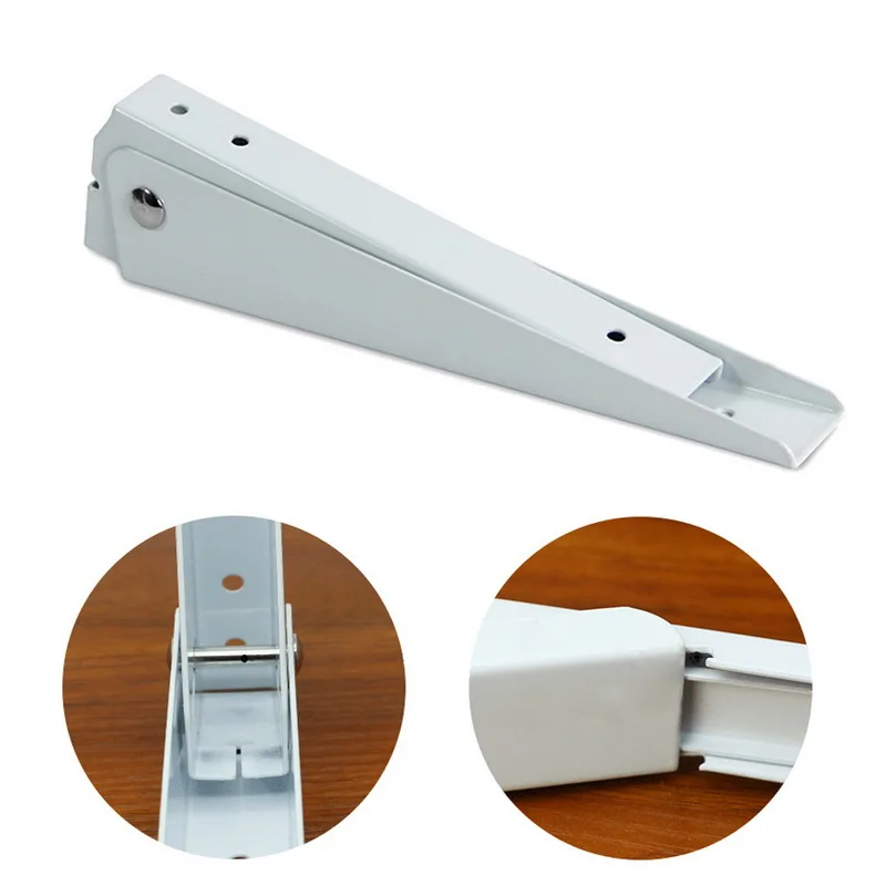 На русский язык это название товара можно перевести следующим образом: 2 шт. настенные долговечные кронштейны с подшипником, регулируемые белые треугольные детали для самостоятельной сборки стола или скамейки дома с угловым креплением 8-14 дюймов.