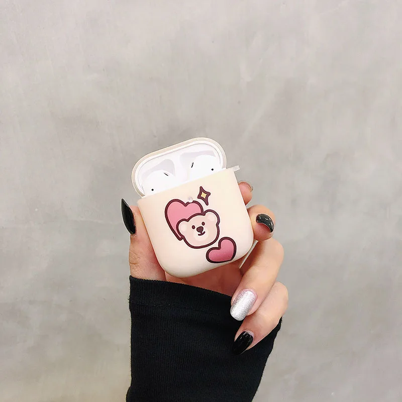 Милая мультяшная любовь кролик медведь для AirPods 1 2 беспроводные наушники чехол