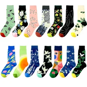 Носки до середины икры для взрослых, в виде голубя, голой человек, птица, цветок, пчела, лягушка, тюльпаны, голубь, радуга, конь, скетч, слон