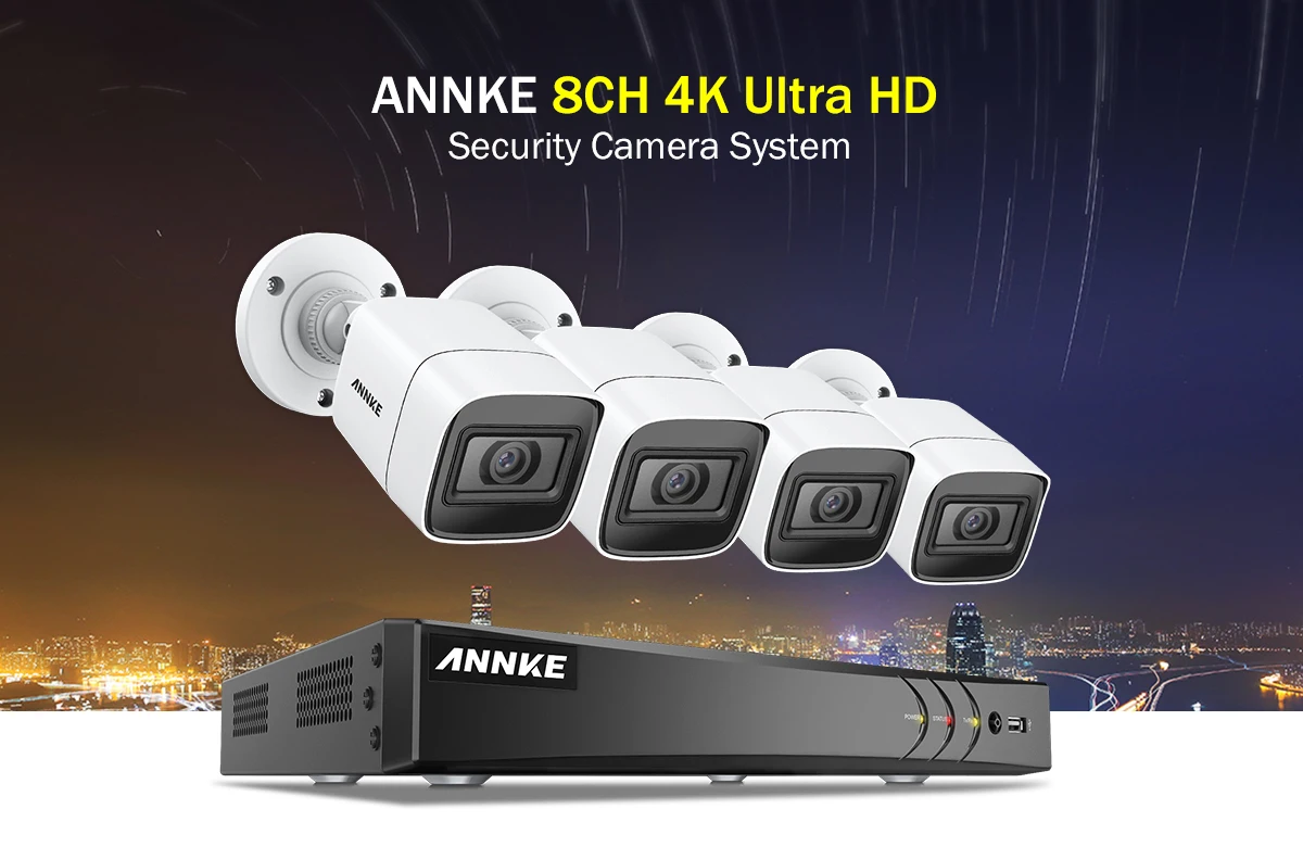 ANNKE 4K 8CH HD ультра четкие кадры CCTV системы безопасности 5в1 H.265 DVR с 4X8 Мп Открытый Всепогодный домашний видео комплект