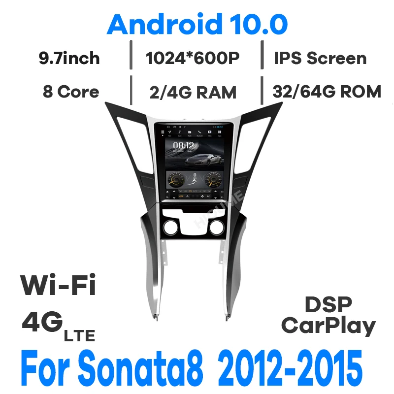 

Четырехъядерный Автомобильный мультимедийный GPS-навигатор с экраном Tesla Android 10,0 для Hyundai sonata 8 2010-2015, радио, стерео, 4G, Wi-Fi, Carplay