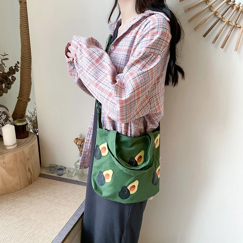 Инс небольшой свежий авокадо Холщовая Сумка через плечо дикая Студенческая