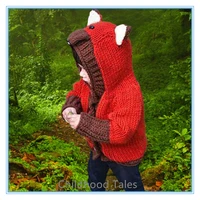 hot sale fashion boys and girls baby long sleeved cute fox one piece hat cardigan knitted jacket coat