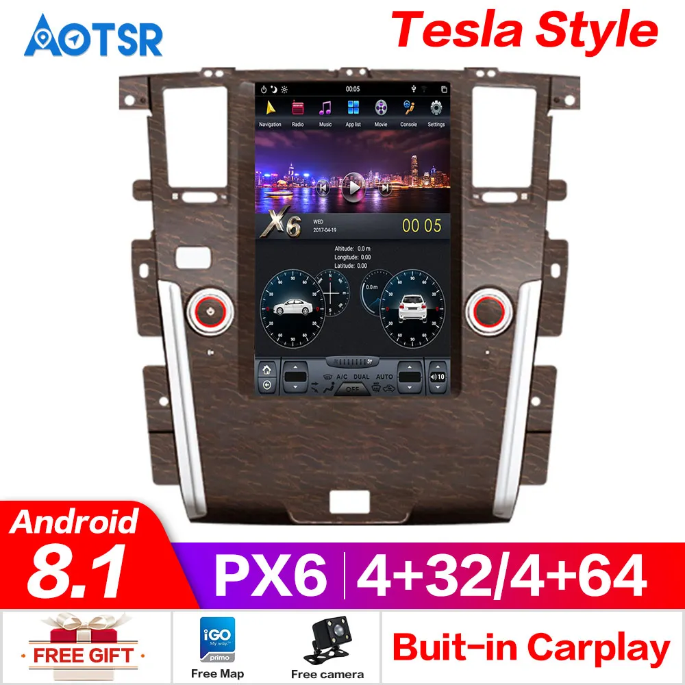 Android 8,1 4 Гб ОЗУ Tesla стиль PX6 автомобильный gps-навигатор для Nissan Patrol 2010- RDS мультимедиа ips экран авто мультимедиа