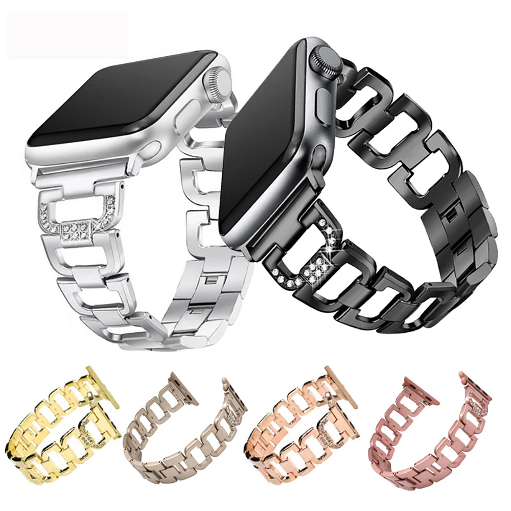 

Fashion Diamond Bracelet for Apple Watch Band 44mm 42mm iwatch SE 6 5 4 3 2 1 38mm 40mm Stainless Steel Loop iwatch Wrist Strap