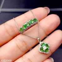 kjjeaxcmy fine jewelry 925 sterling silver inlaid natural tsavorite ring pendant luxury girl suit support test
