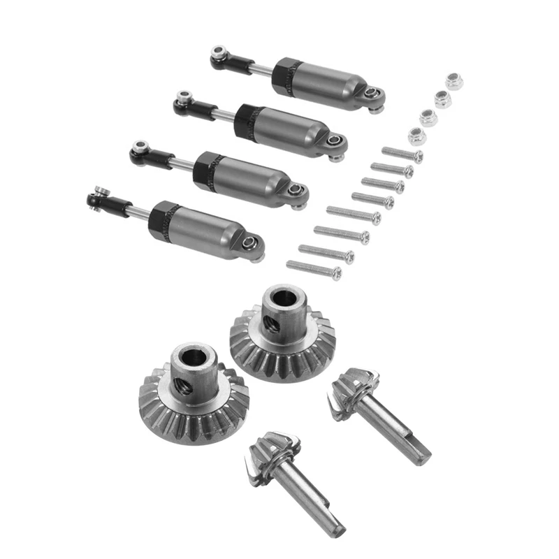 

2 комплекта для WPL RC автомобильные запасные части: 1 комплект амортизаторов из сплава и 1 комплект стальных передних + задних мостов, шестерен...