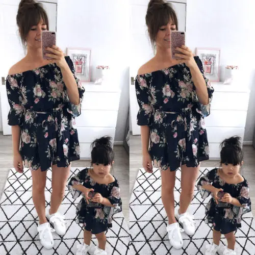 Платье для матери и дочери Pudcoco летнее с открытыми плечами в стиле бохо | Мать