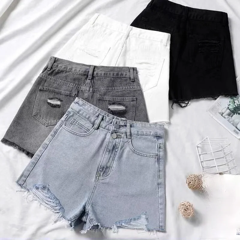 Шорты женские джинсовые с завышенной талией однотонные Модные Уютные винтажные