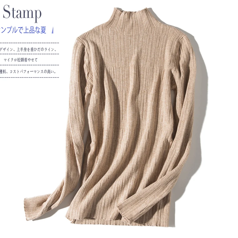 

Половина с высоким, плотно облегающим шею воротником, пуловер, свитер с длинными рукавами джемпер женские 2020 осень-зима новые узкие облегаю...