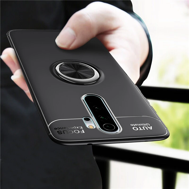 MAKAVO для Xiaomi Redmi Note 8 Pro Чехол держатель с кольцом на палец Матовая Мягкая