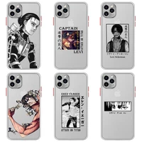 anime japanese attack on titan phone case for iphone 12 11 pro max mini xs 8 7 plus x se 2020 xr transparent light white cover