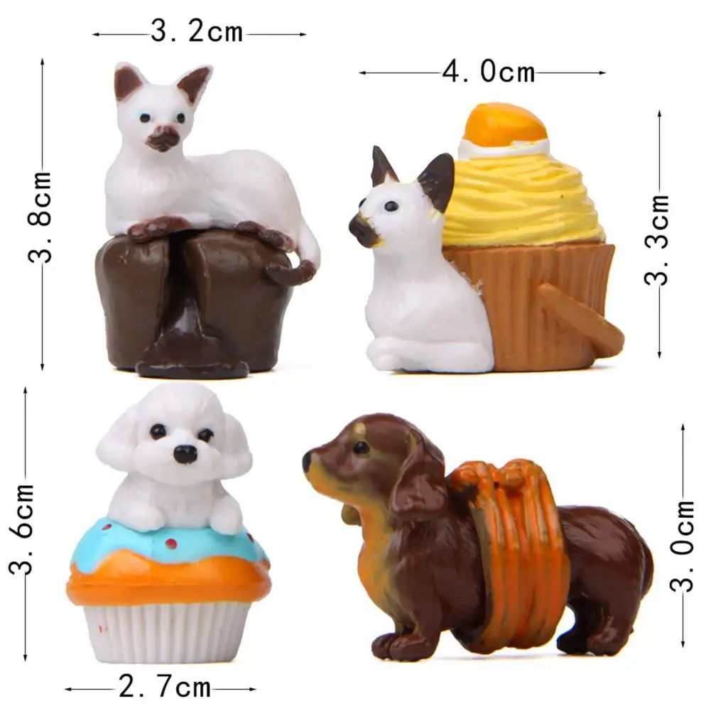 

4Pcs Mini Cute Cartoon Puppy Dog Model Toys Ornaments Decor Collection Supplies