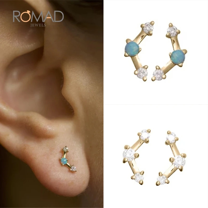 Креативные золотые крошечная стрела серьги гвоздики пирсинг опаловые Серьги