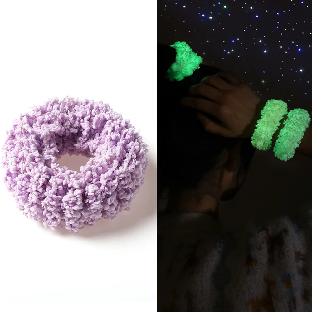 

Fashion Plush Luminous Hair Ring Ponytail Holder Cute Elastic Hair Bands Hair Accessories For Girls Women New Year Party Decor