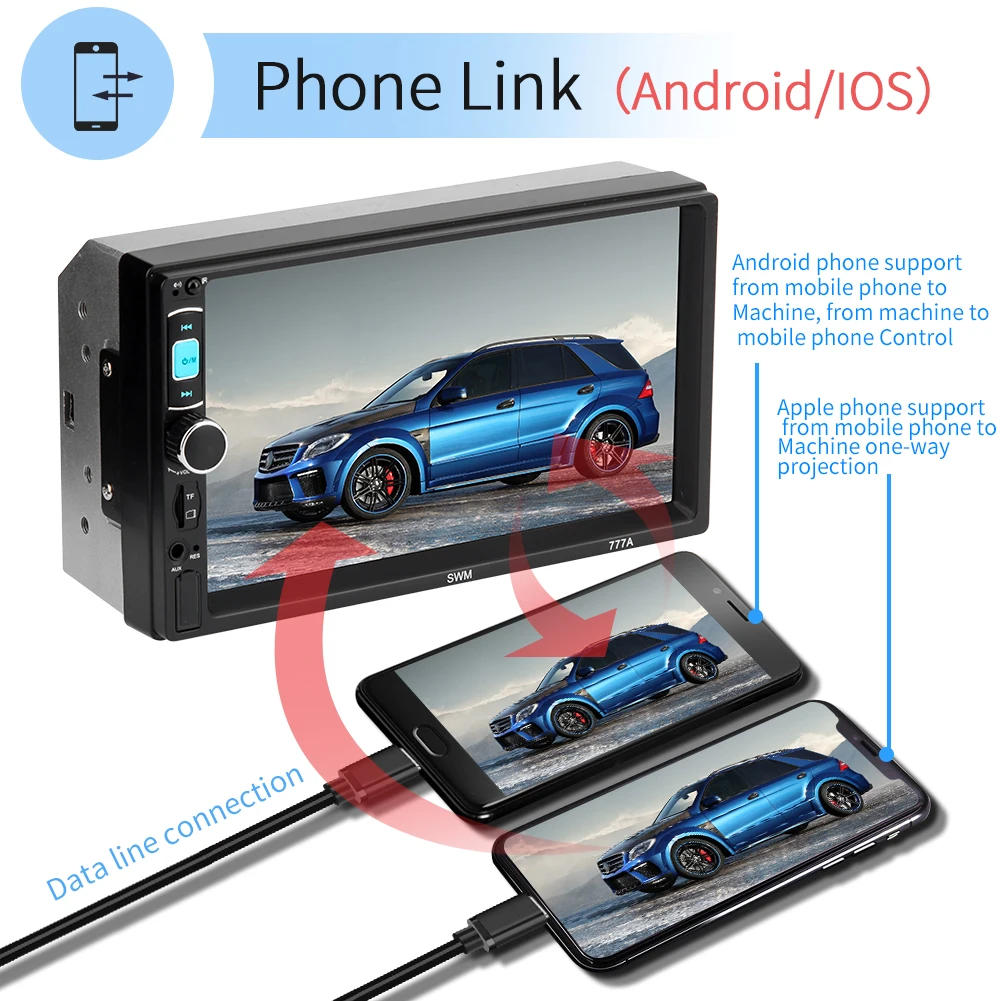 AMPrime 2 din Автомобильная Радио 7 &quotBluetooth стерео MP5 мультимедийный плеер Mirrorlink Bluetooth FM