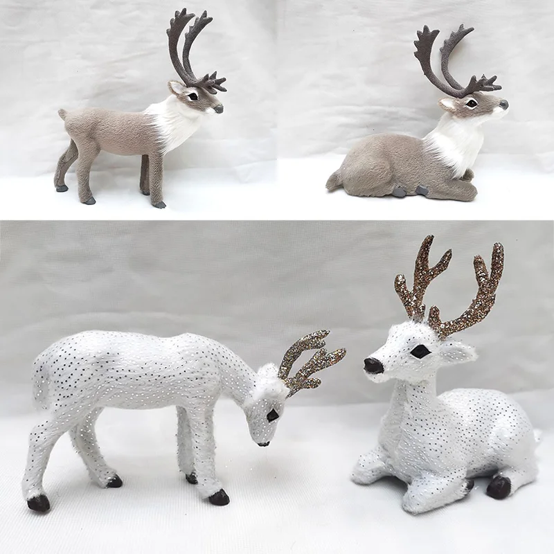 

Simulation Lying Sika Artificial Deer Christmas Reindeer Fairy Garden Miniatures Prop Animal Model Figurine Shop Window Showcase