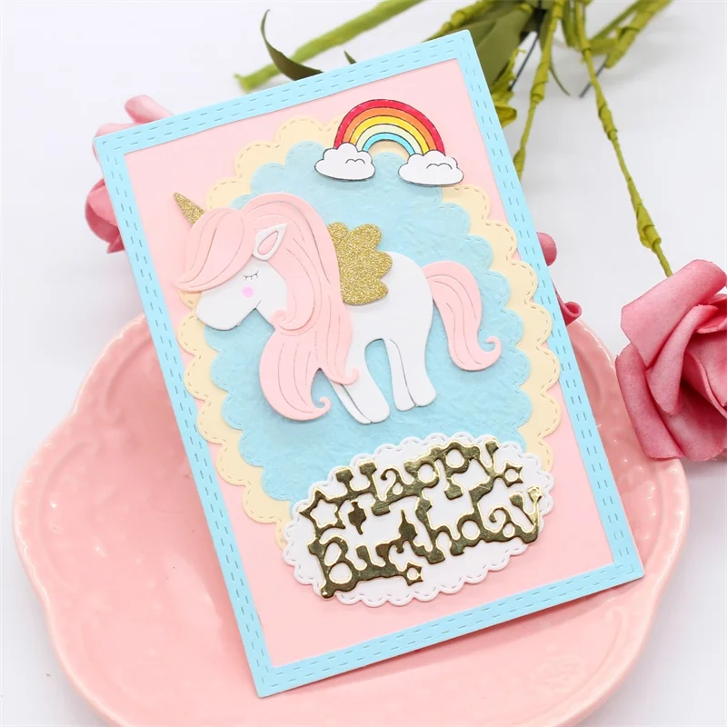 KLJUYP милый Единорог металлический трафарет для аппликаций украшения из бумаги