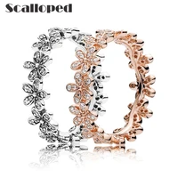 scalloped rose gold daisy flower rings women 2020 new promotion small zircon lady elegant party jewelry dropshipping
