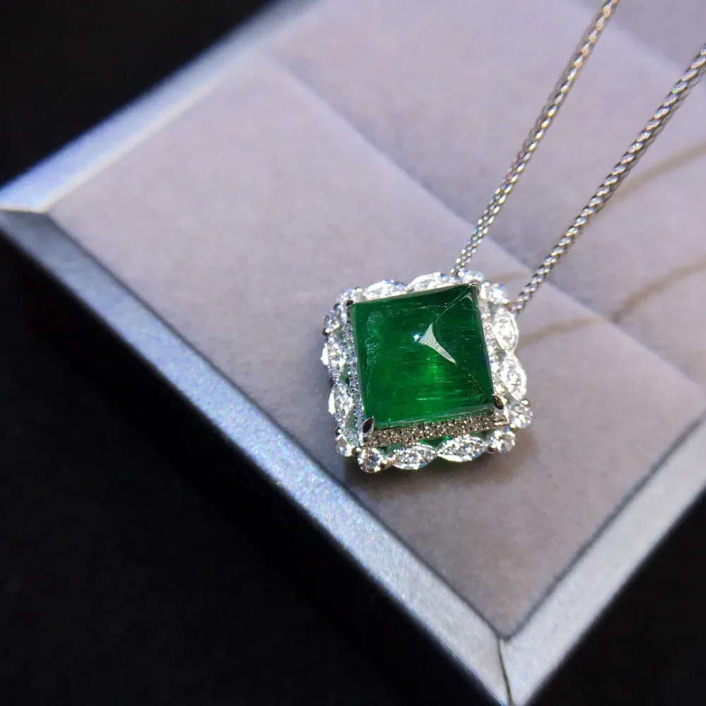 AGL Fine Jewelry сертификат Настоящее 18 к белое золото AU750 натуральный зеленый изумруд 5.4ct подвески из драгоценных камней для милое Женское Ожерелье