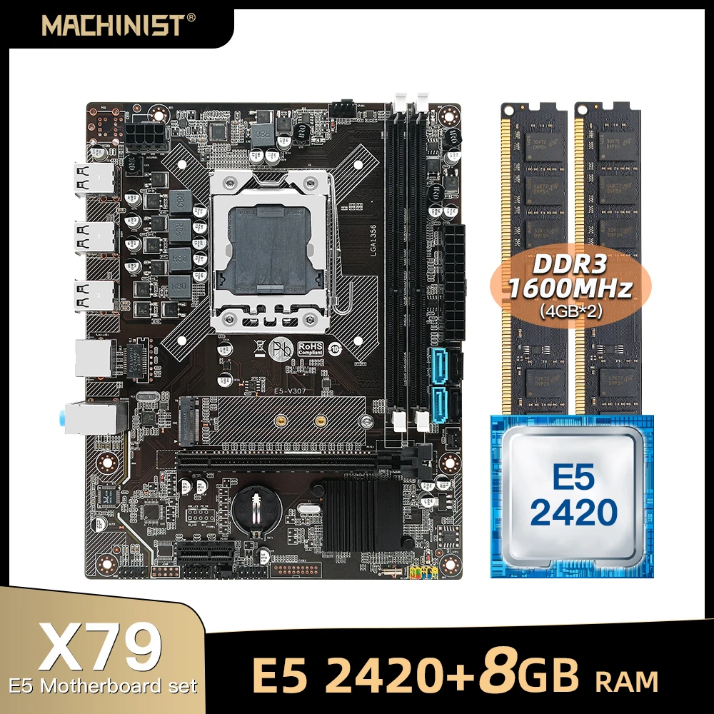 Kaufen X79 Motherboard LGA 1356 Set Kit Gamer Pc Mit Intel Xeon E5 2420 Prozessor DDR3 8GB(2*4GB) 1600mhz Speicher RAM M.2 NVME E5 307
